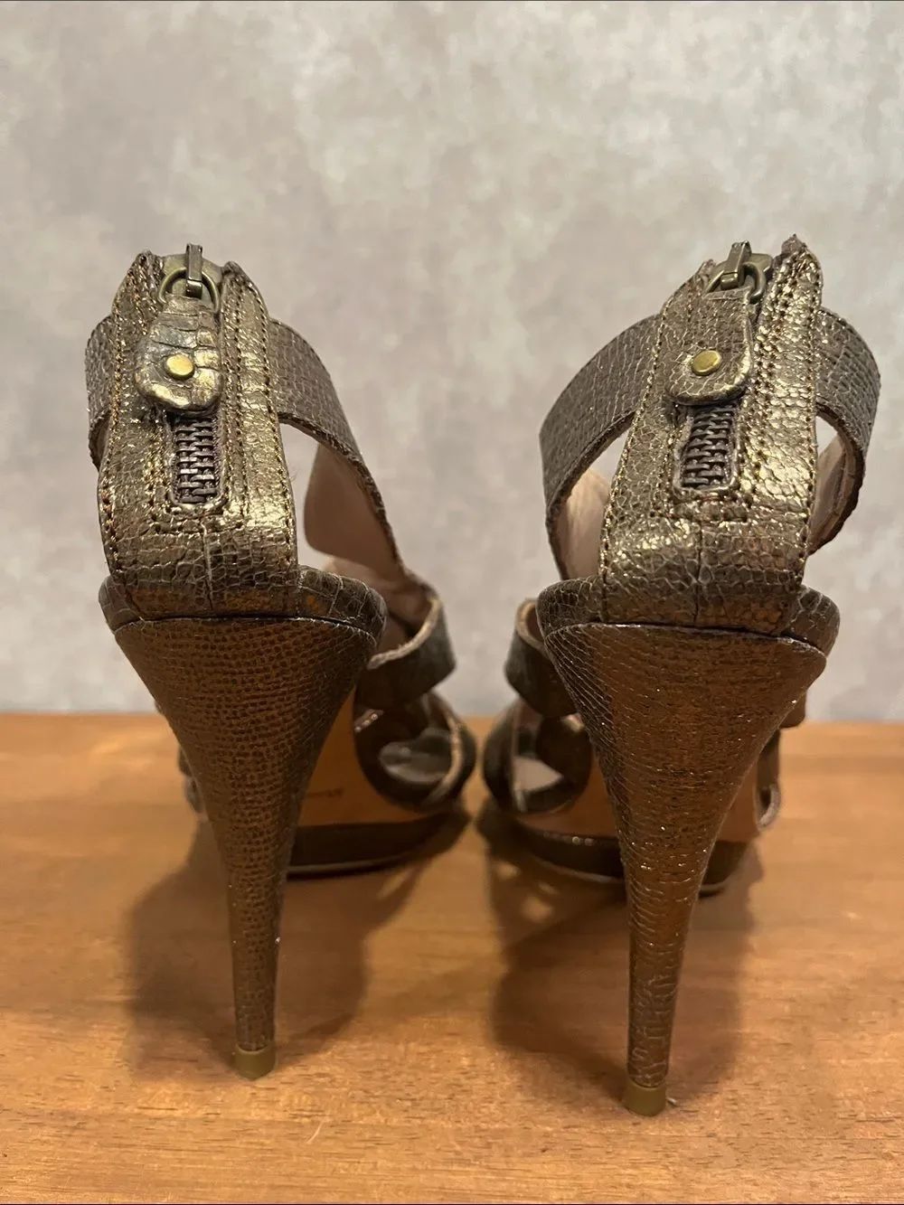 Massimo Dutti Metallic Bronze Strappy High Heel Sandals size 40 / 9 - Picture 4 of 7